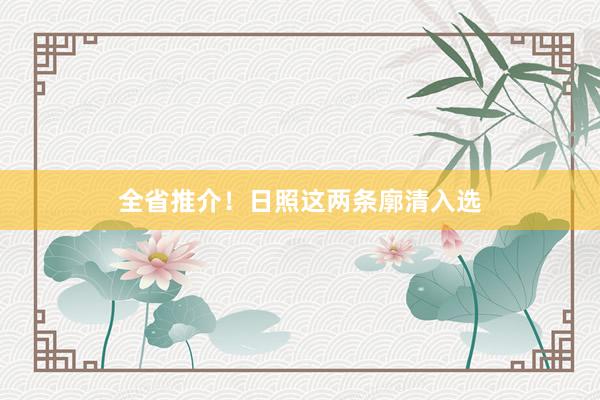 全省推介！日照这两条廓清入选