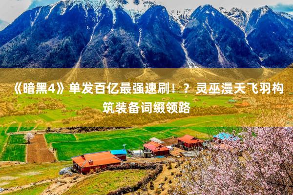 《暗黑4》单发百亿最强速刷！？灵巫漫天飞羽构筑装备词缀领路